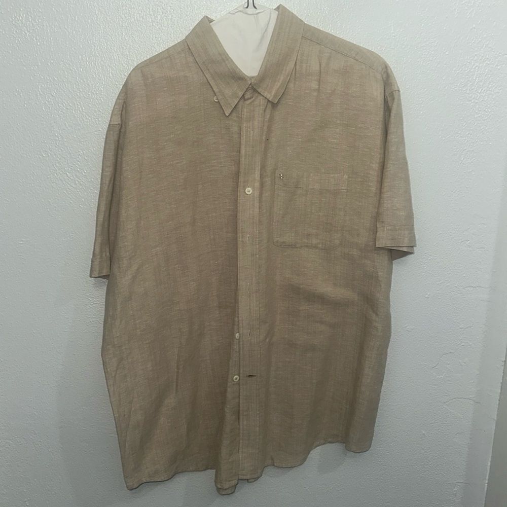 IZOD linen short sleeve button up shirt Size Large